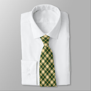 Dark Green and Yellow Gold Sporty Plaid Tie