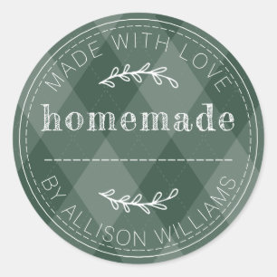 Dark Green Argyle Homemade Label