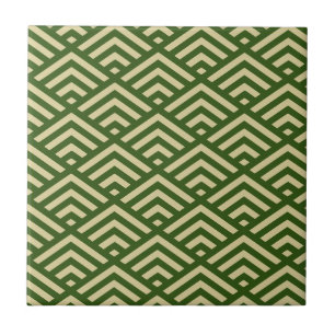 Dark Green Art Deco - Large Diamond Pattern Tile