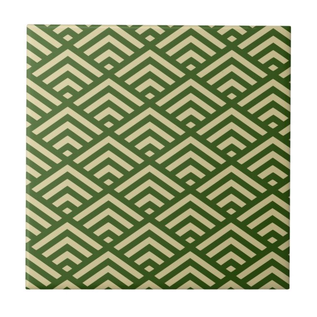 Dark Green Art Deco - Large Diamond Pattern Tile (Front)