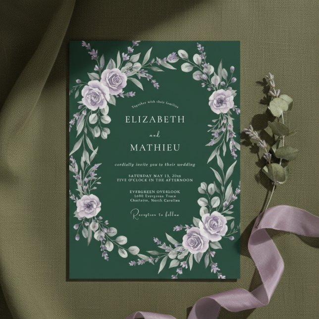 Dark Green Atmospheric Winter Wedding Invitation (Creator Uploaded)