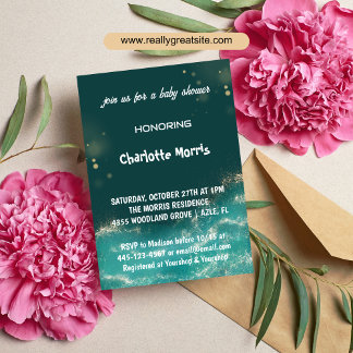 Dark Green Baby Shower Invitation