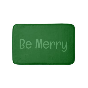 Dark Green "Be Merry" Bath Mat with Optional Text
