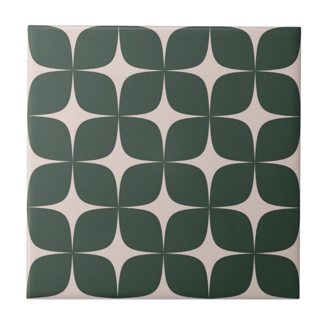 Dark Green & Beige Mid-Century Modern  Tile (Front)