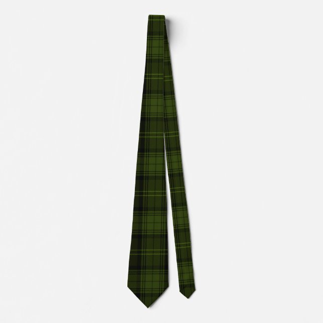 Dark Green, Black, and Olive Traditional Tartan  Tie (Front)