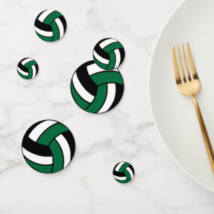 Dark Green, Black and White Volleyball Confetti