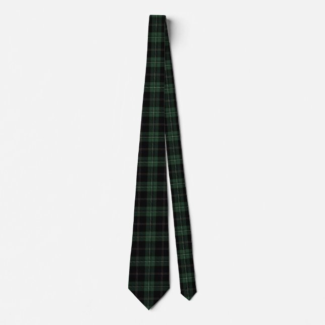Dark Green, Black, Brown, and Olive Tartan Pattern Tie (Front)