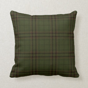 Dark Green Black Brown Scottish Tartan Plaid Cushion