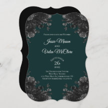 Dark Green Black Grey Roses Gothic Elegant Wedding