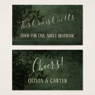 Dark Green & Black Rustic Vintage Drink Tickets