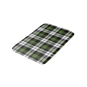 Dark Green Black White Buffalo Lumberjack Pattern Bath Mat