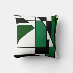 Dark Green Black White Mosaic-like MCM Look Design Cushion