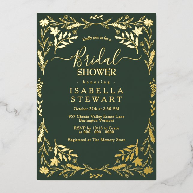 Dark Green Boho Modern Typography Bridal Shower (Front)