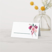 Dark Green, Burgundy & Blush Boho Place Card