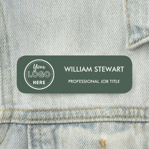 Dark Green business logo Company Employee Staff Name Tag