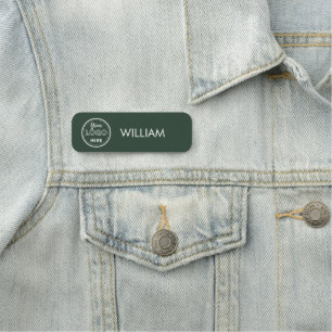Dark Green business logo Company Employee Staff Name Tag