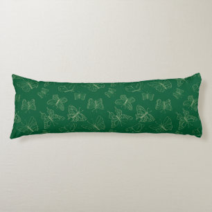 Dark Green Butterfly Print, Nature Inspired Body Cushion