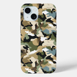 Dark Green Camouflage iPhone 15 Case