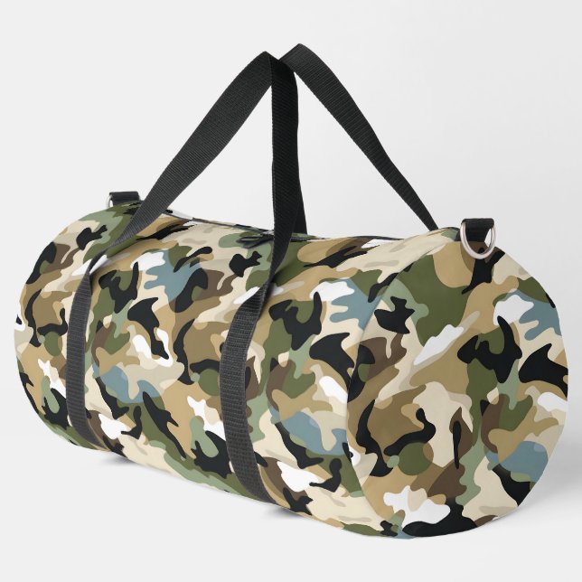 Dark Green Camouflage Duffle Bag (Left Corner)