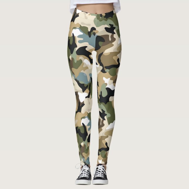 Dark Green Camouflage Leggings (Front)