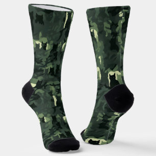 Dark Green Cat Camouflage Socks
