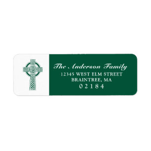 Dark Green Celtic Cross with Return Address