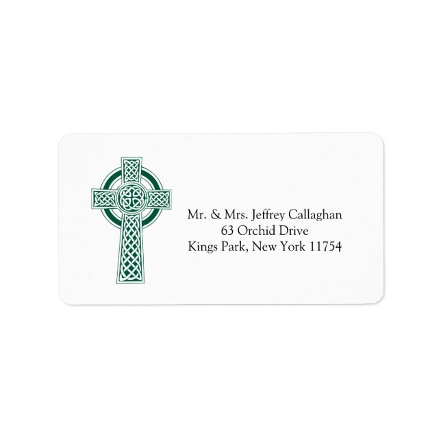 Dark Green Celtic Cross with Return Address Label (Front)