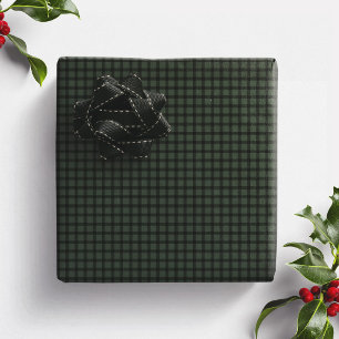 Dark green checked plaid simple Christmas holiday Wrapping Paper