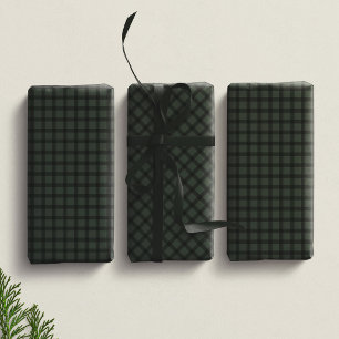 Dark green checked plaid simple Christmas holiday Wrapping Paper Sheet