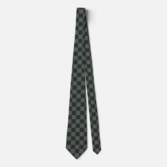 Dark Green Checkerboard Tie (Front)
