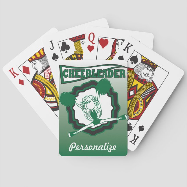 Dark Green Cheerleader | Personalise Playing Cards (Back)