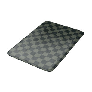 Dark Green Chequerboard Bath Mat