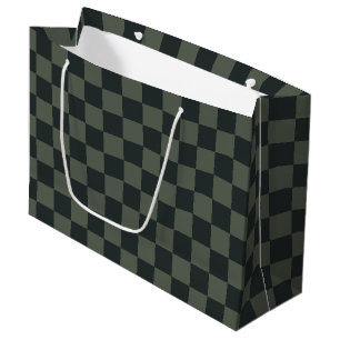 Dark Green Chequerboard Large Gift Bag