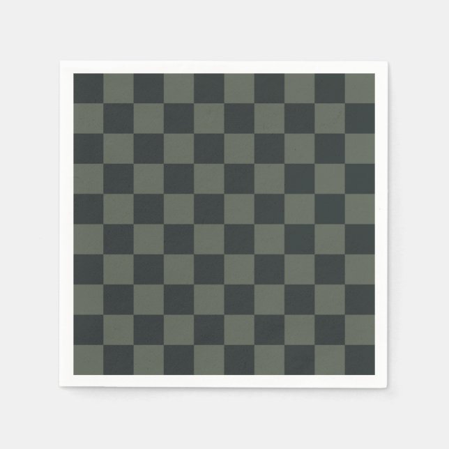 Dark Green Chequerboard Napkin (Front)