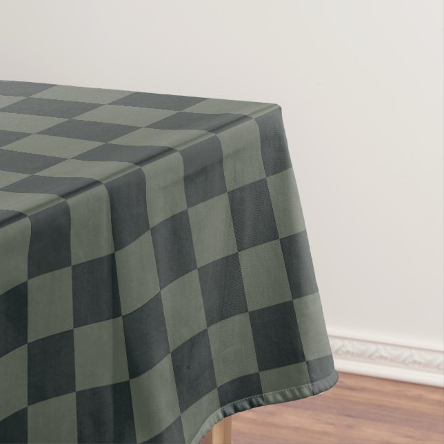 Dark Green Chequerboard Tablecloth (In Situ)