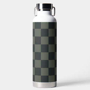 Dark Green Chequerboard Water Bottle