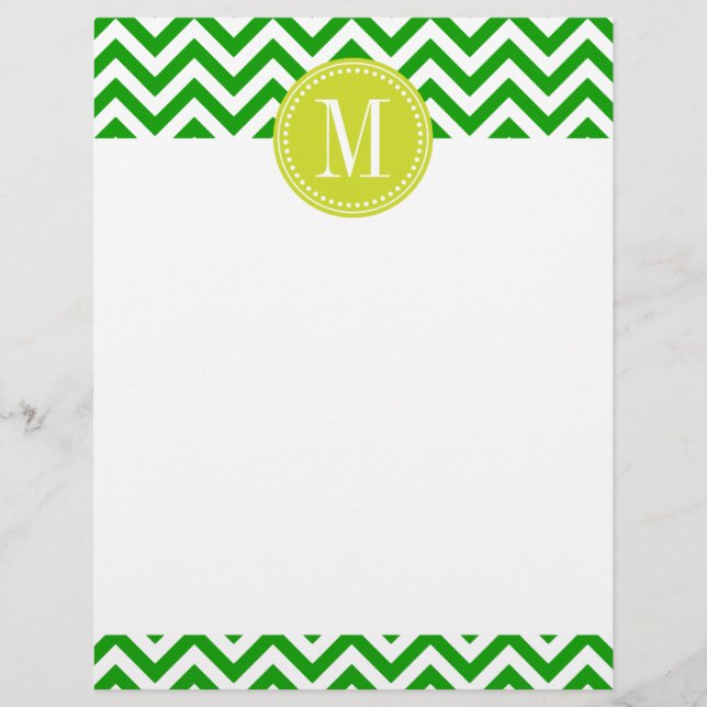 Dark Green Chevron Zigzag Personalised Monogram (Front)