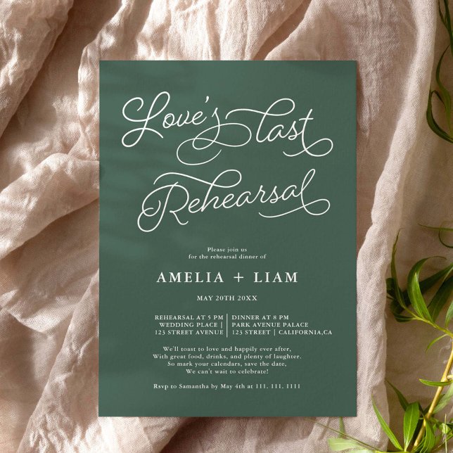 Dark green chic Love last rehearsal dinner Invitation (Creator Uploaded)