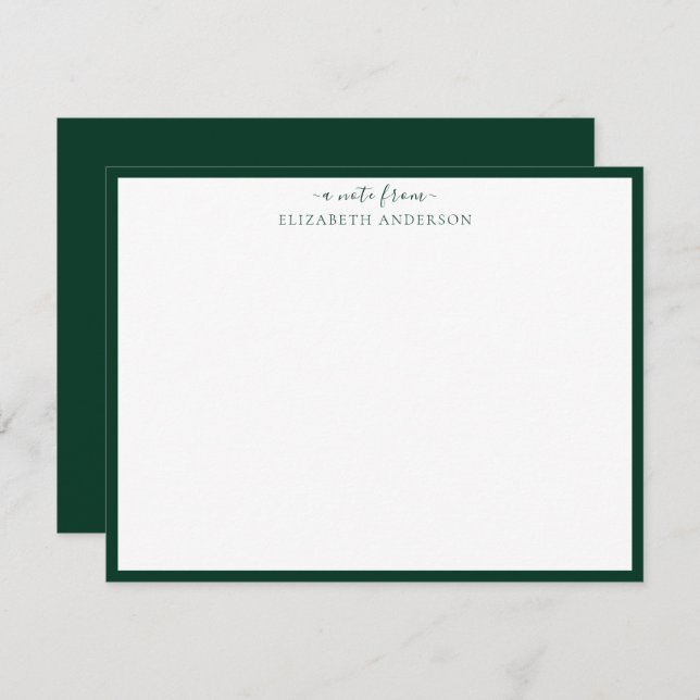 Dark Green Classic Border Note Card (Front/Back)