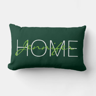 Dark green colour home monogram lumbar cushion