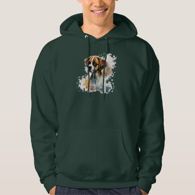 Dark green colour t-shirt cute dog design wear hoodie (Front)