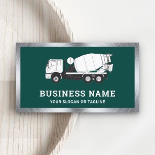 Dark Green Concrete Mixer Cement Truck Business Card