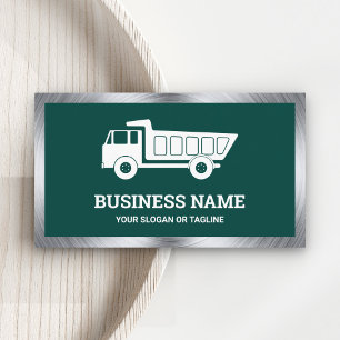 Dark Green Construction Hauling Dump Truck Business Card