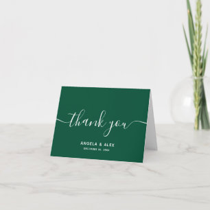 Dark Green Contemporary Elegant Font Wedding Thank You Card