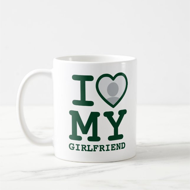 Dark Green Custom I love my girlfriend photo text Coffee Mug (Left)