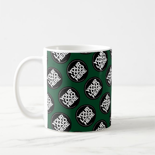 Dark Green Custom logo business pattern employee Coffee Mug (Left)