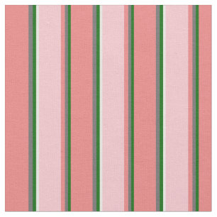 Dark Green, Dim Grey, Light Coral, Pink & White Fabric