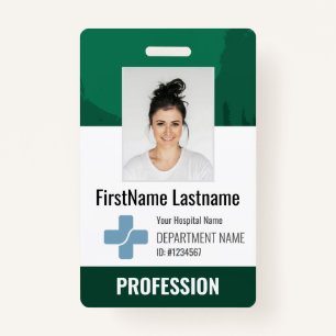 Dark Green Doctor, Nurse, Health Aide Photo ID ID Badge