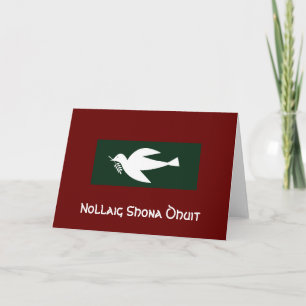 Dark Green Dove, Nollaig Shona Dhuit Holiday Card