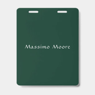 Dark Green Elegant Casual Own Name Handwriting ID Badge